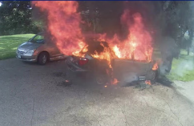 Wheelchair-accessible van fire