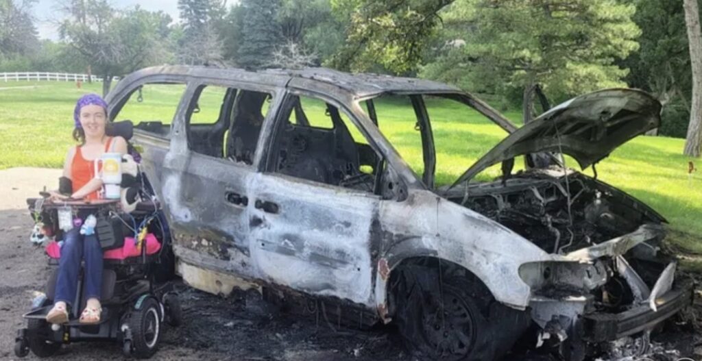 Wheelchair-accessible van fire