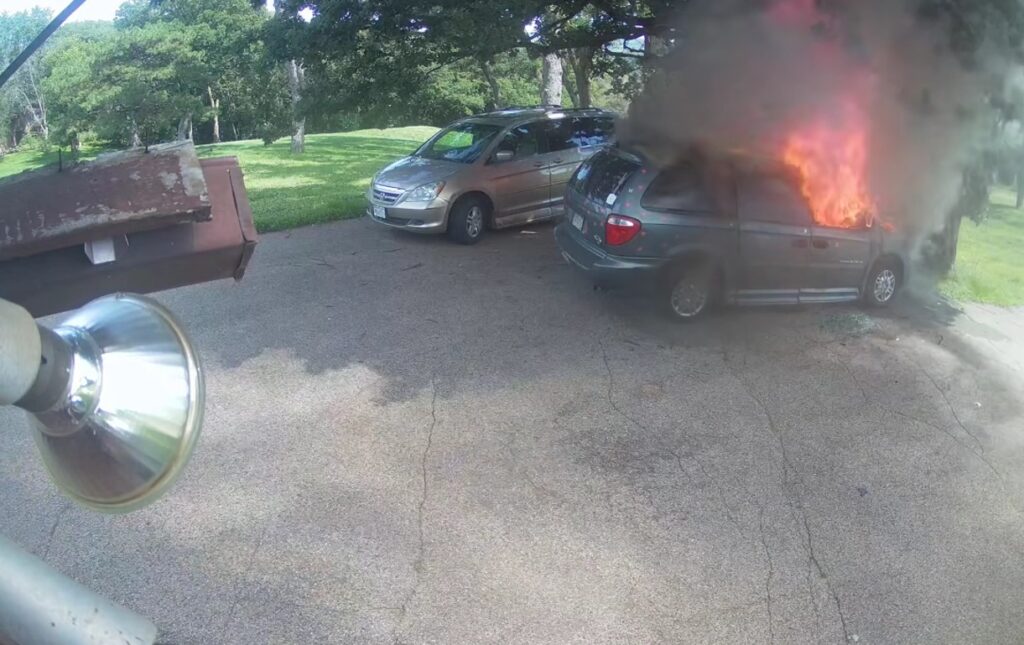 Wheelchair-accessible van fire