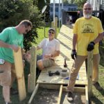 From left, Richie Boden, Joe Hill, and Fred Schoppe work on a wheelchair ramp as part of the Birdsboro Shares ministry. (Photo courtesy of Stuart Wells)